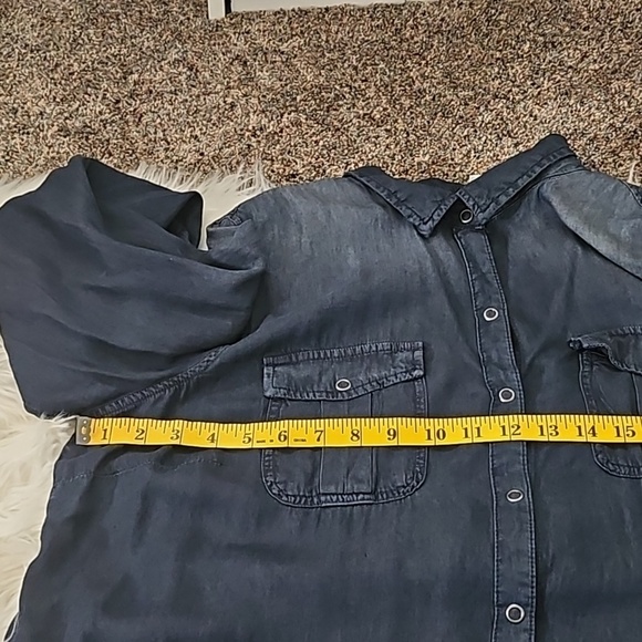 Cato Dark Chambray Snap Front Long Sleeve Blouse NWOT - Picture 13 of 14